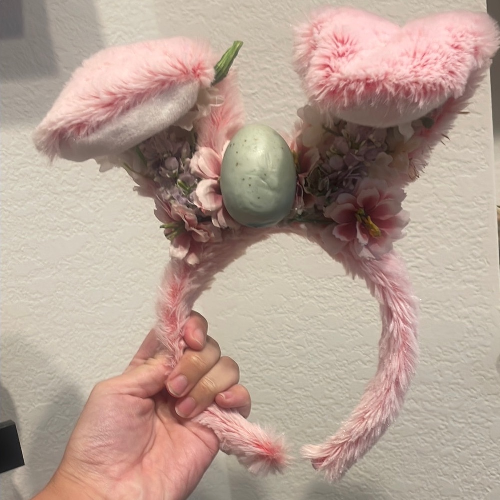 Floral Pink Easter Ear/ Bunny Ears Headband